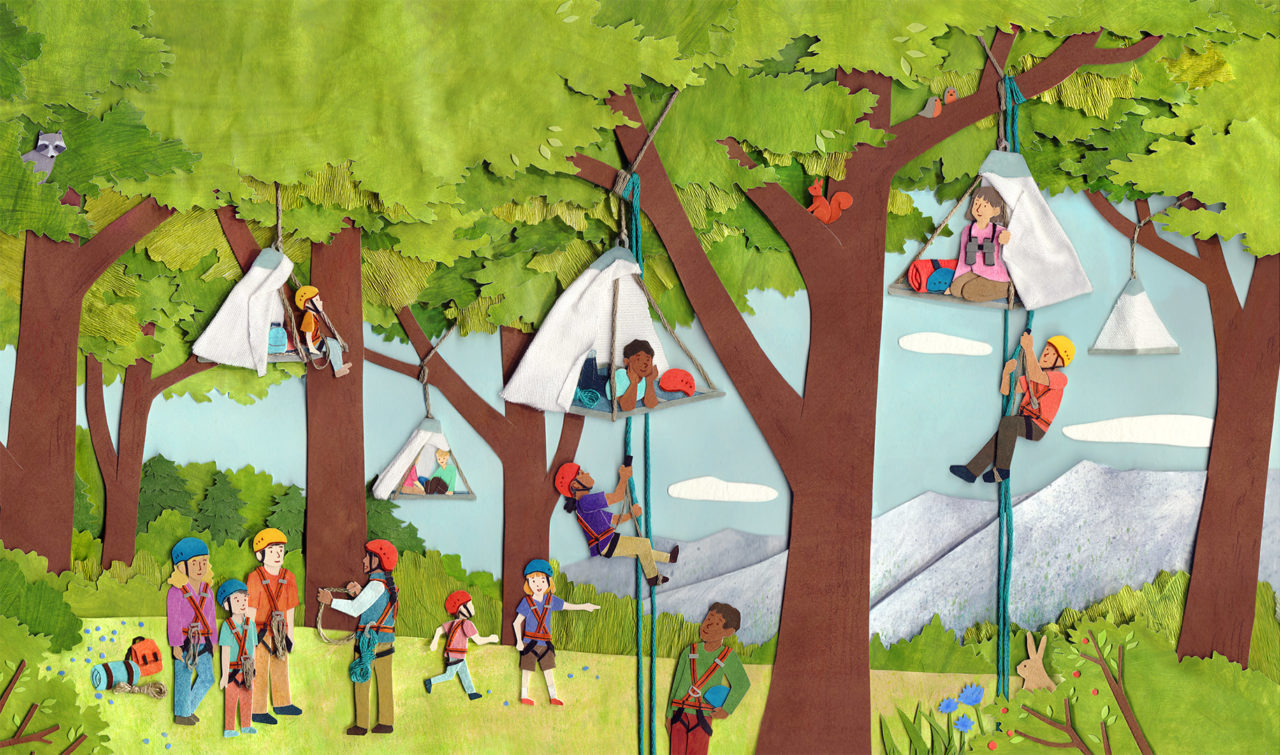 Chirp - Take a Trip - Tree Camping Illustration by Miki Sato