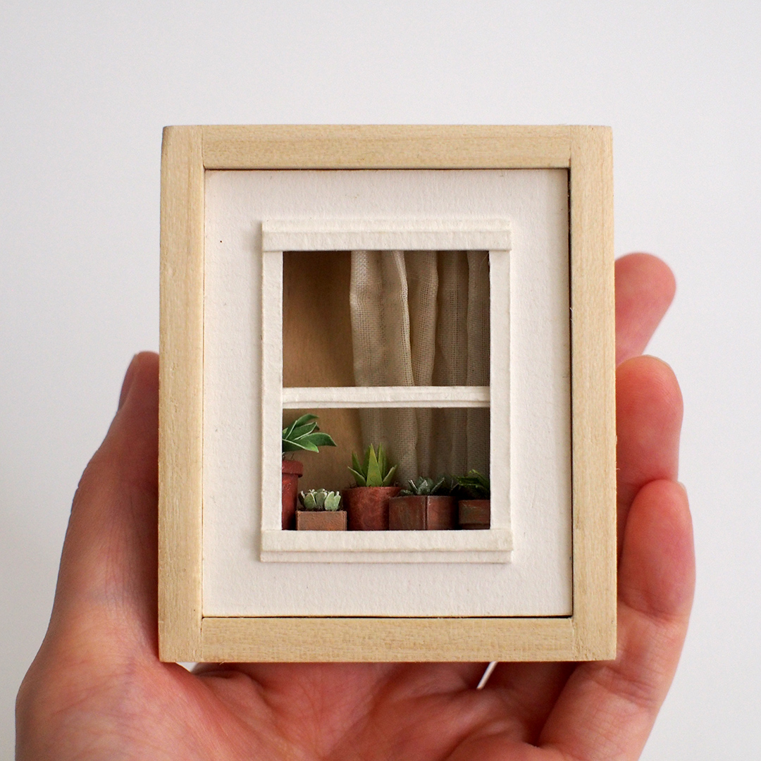 Plants in the Window Shadow box illustration by Miki Sato